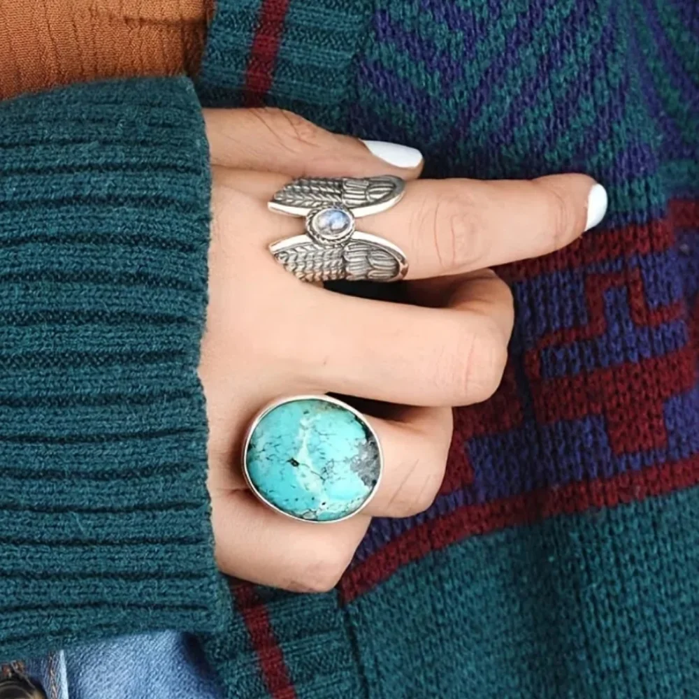 Angel Wings Moonstone Feather Ring Silver Plated Lab Created Gem Multiple Sizes - Picture 6 of 12